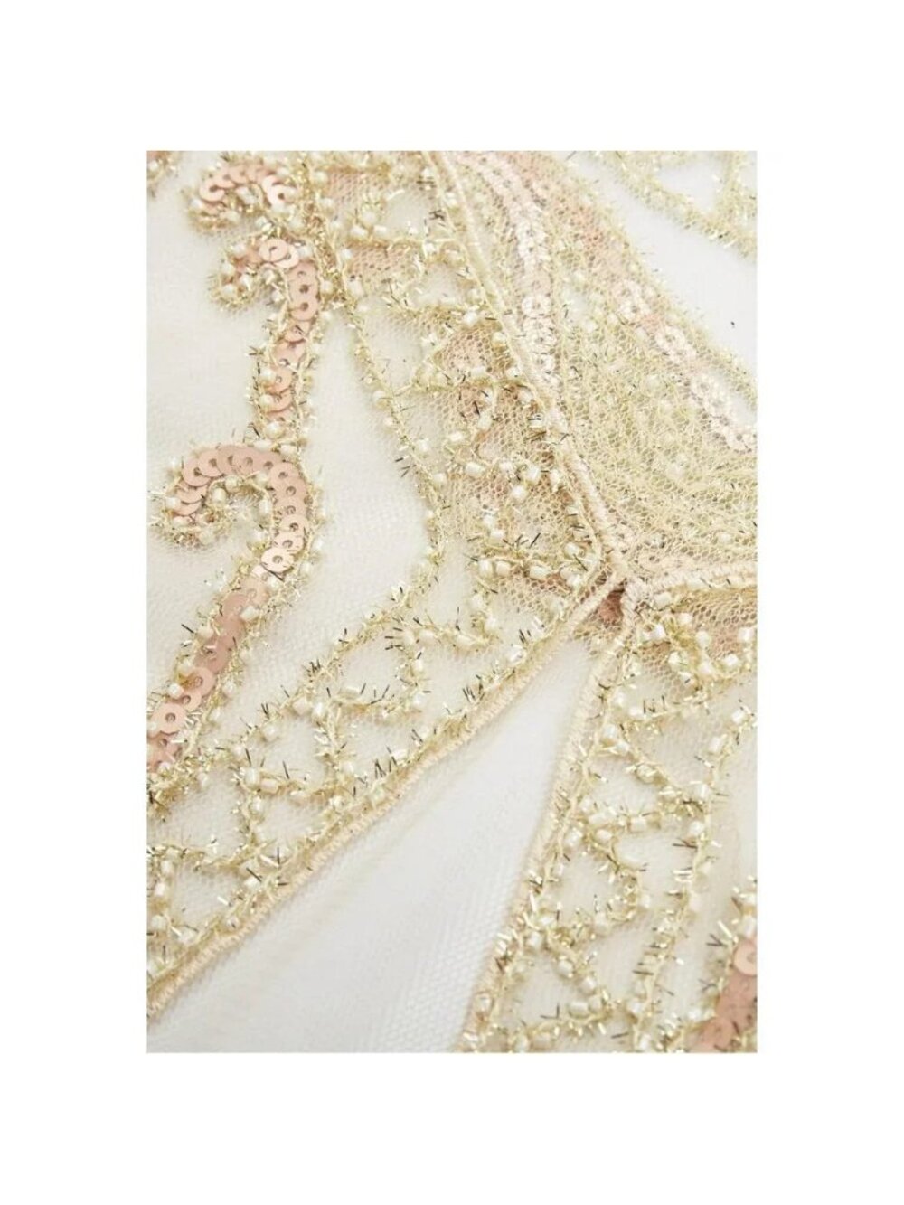 Babeyond 1920s  Shawl Wraps Beaded Evening Cape Bridal Shawl Cover Up (Beige) - Picture 5 of 6